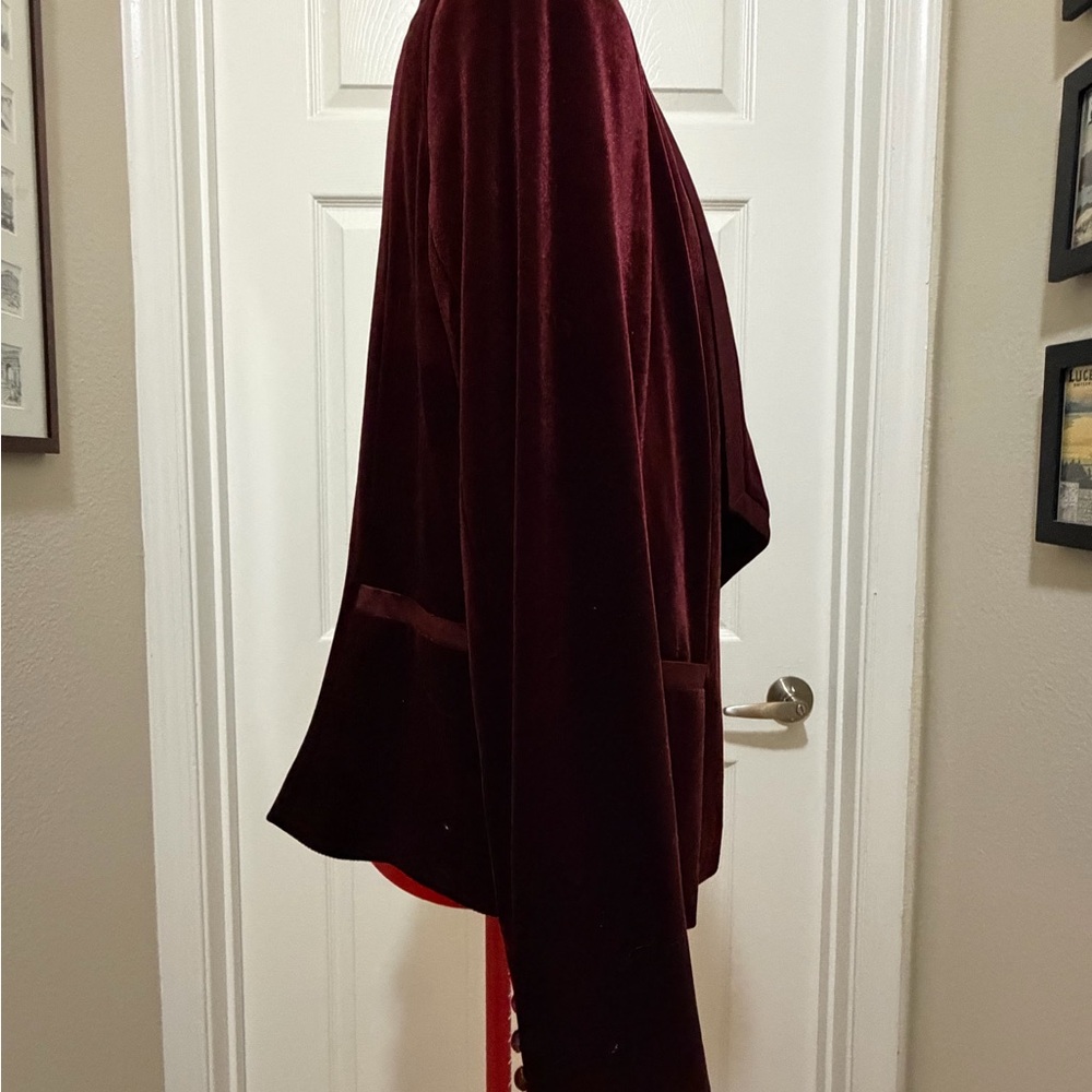 Laundry By Shelli Segal Deep Red/Burgundy Velvet Blazer, sz L - Picture 6 of 8